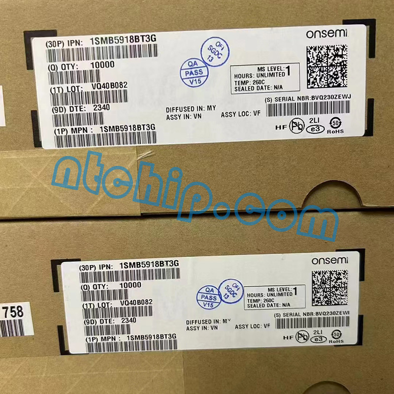 1SMB5918BT3G Box Packaging and Product Label